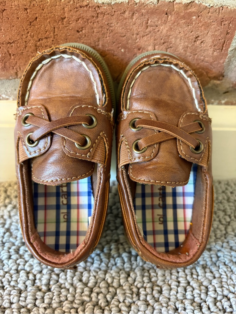 Carter's Tan Leather Toddler Boat Shoes
